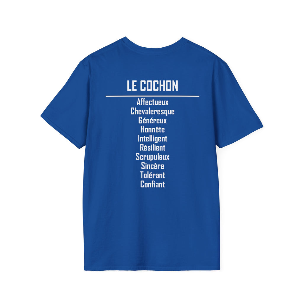12 Cochon — T-shirt Typographique — Couleurs Foncées — Français