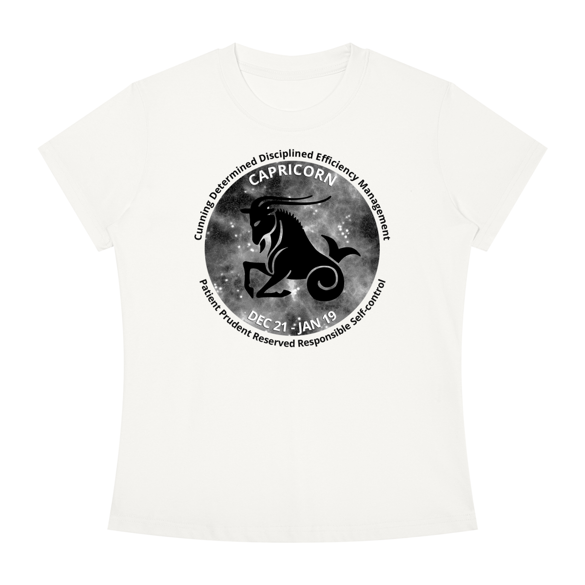 Capricorn Monochrome Zodiac Slim-Fit Women’s Tee – White
