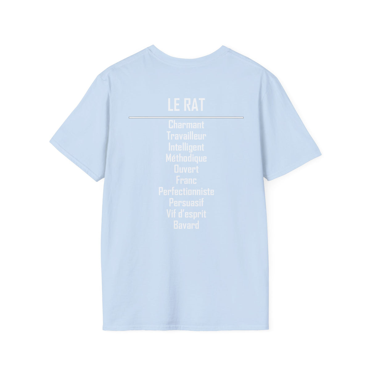 01 Rat — T-shirt Typographique — Couleurs Foncées — Français