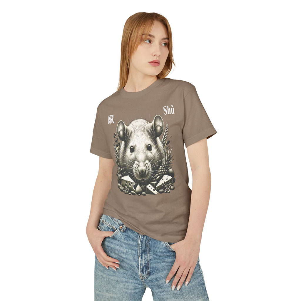 01 Rat — Illustrated Tee — Faded Brown — English