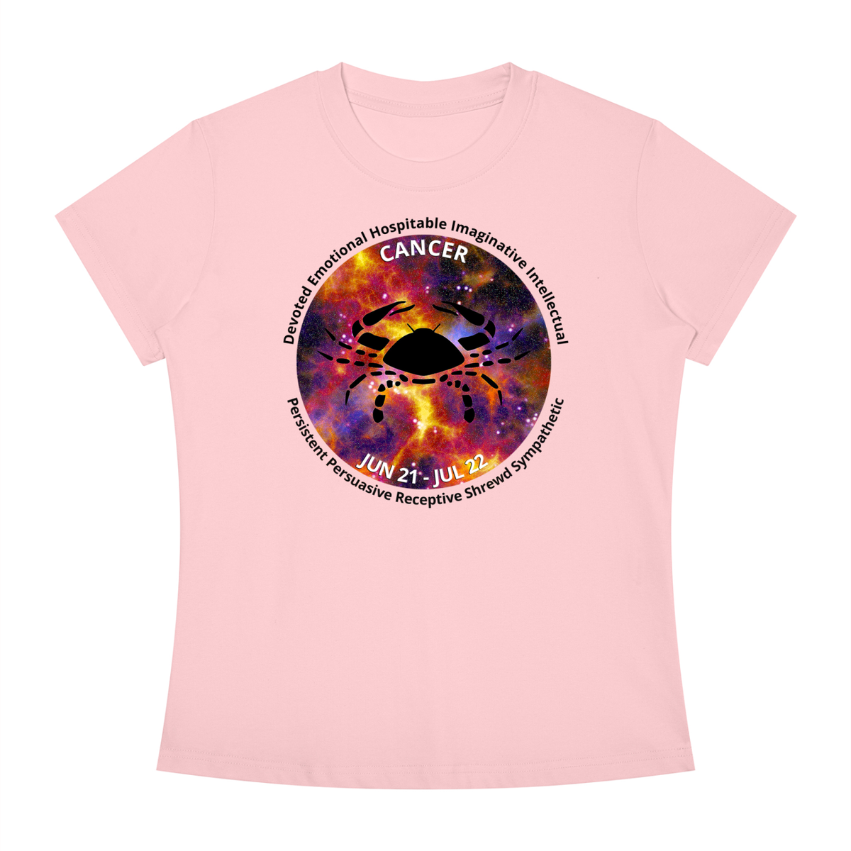 Cancer Full-Color Zodiac Slim-Fit Women’s Tee – Light Shades