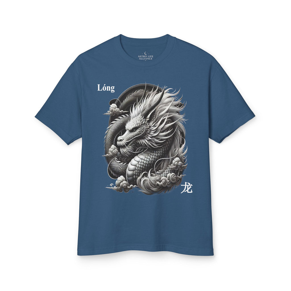 05 Dragon — Illustrated Tee — Faded Navy — English