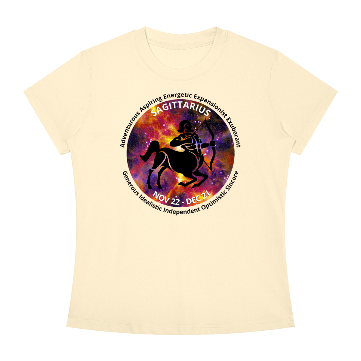 Sagittarius Full-Color Zodiac Slim-Fit Women’s Tee – Light Shades