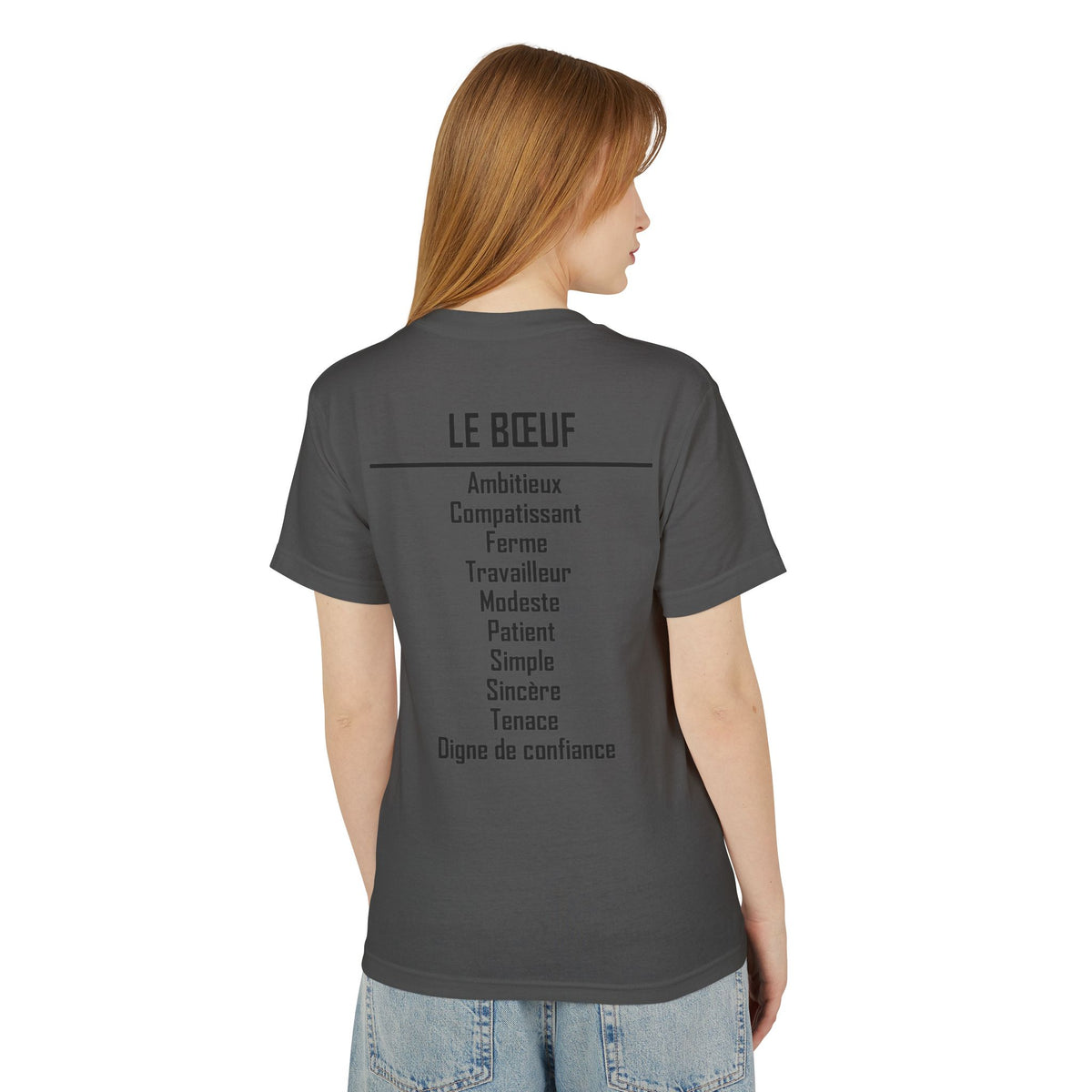 02 Buffle/Bœuf — T-shirt Illustré — Couleurs Foncées — Français