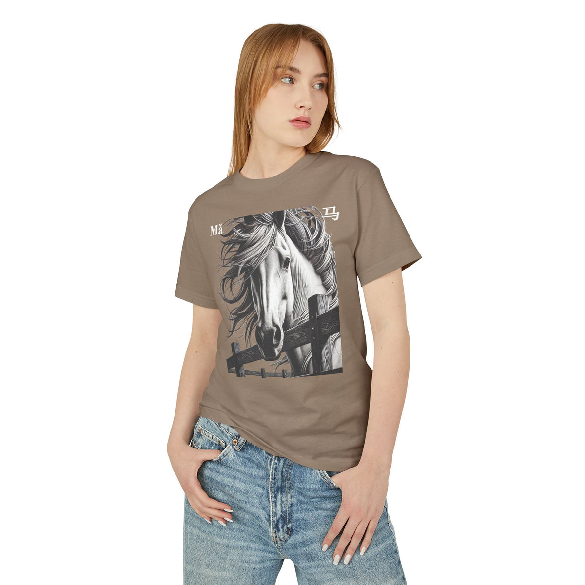 07 Horse — Illustrated Tee — Faded Brown — English