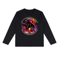 Taurus black long-sleeve zodiac tee with color artwork, front view