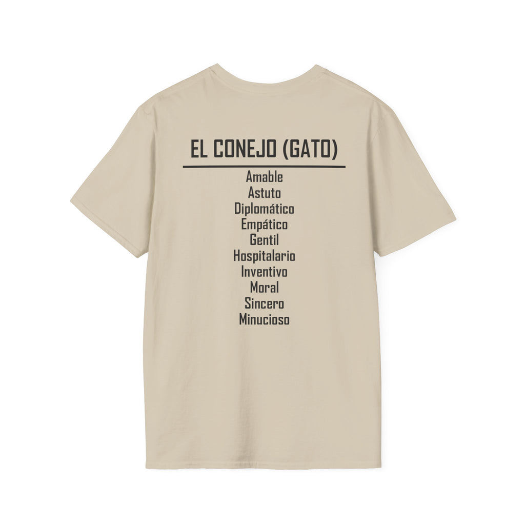 04 Conejo (Gato) — Camiseta Tipográfica — Colores Claros — Español