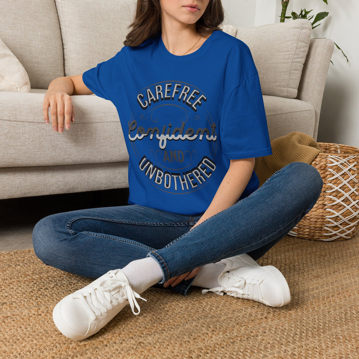 Unbothered Statement Unisex Softstyle Tee – Navy, Royal & Black