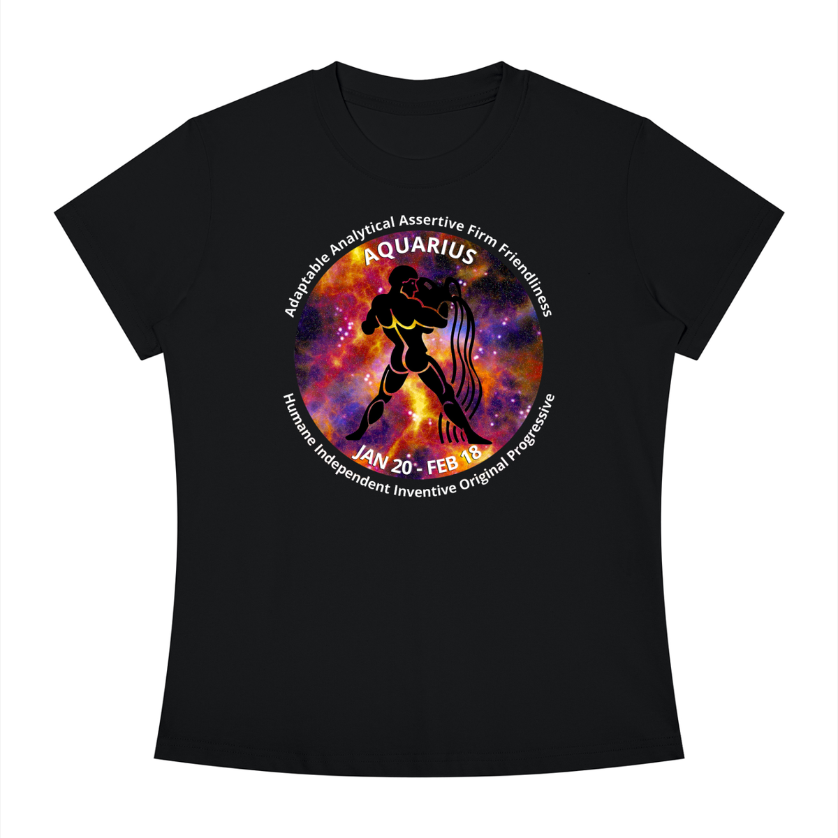 Aquarius Full-Color Zodiac Slim-Fit Women’s Tee – Dark Shades