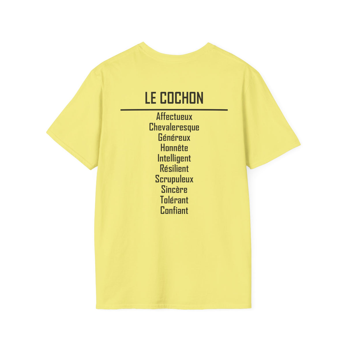 12 Cochon — T-shirt Typographique — Couleurs Claires — Français