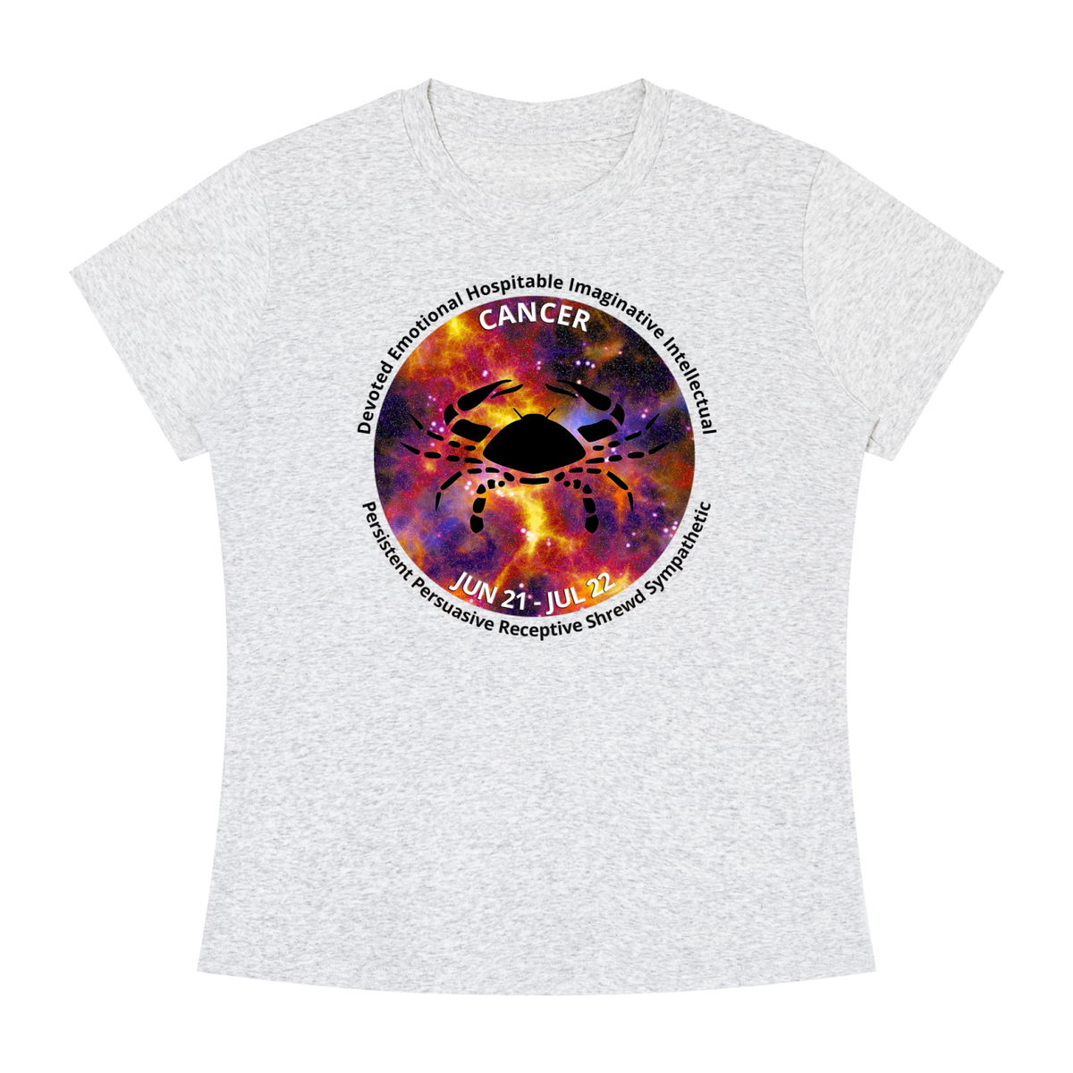 Cancer Full-Color Zodiac Slim-Fit Women’s Tee – Light Shades
