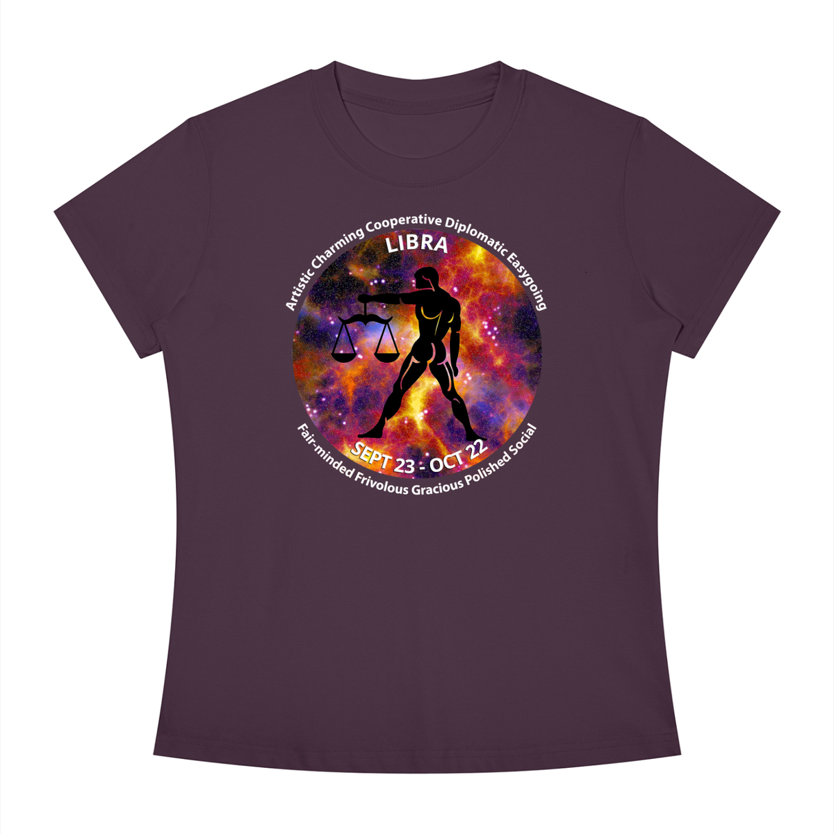 Libra Full-Color Zodiac Slim-Fit Women’s Tee – Dark Shades