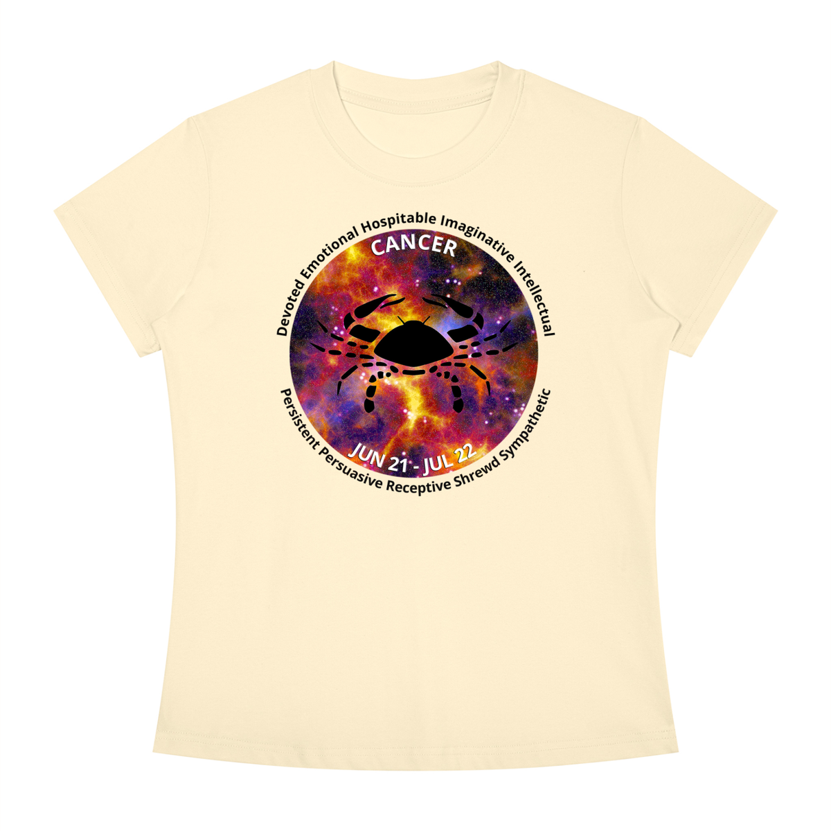 Cancer Full-Color Zodiac Slim-Fit Women’s Tee – Light Shades