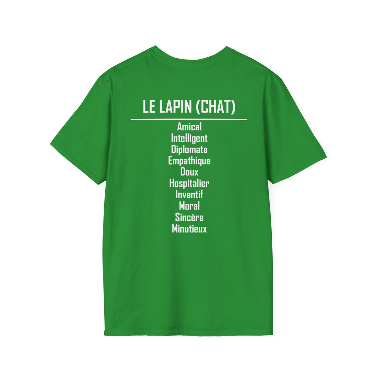 04 Lapin (Chat) — T-shirt Typographique — Couleurs Foncées — Français