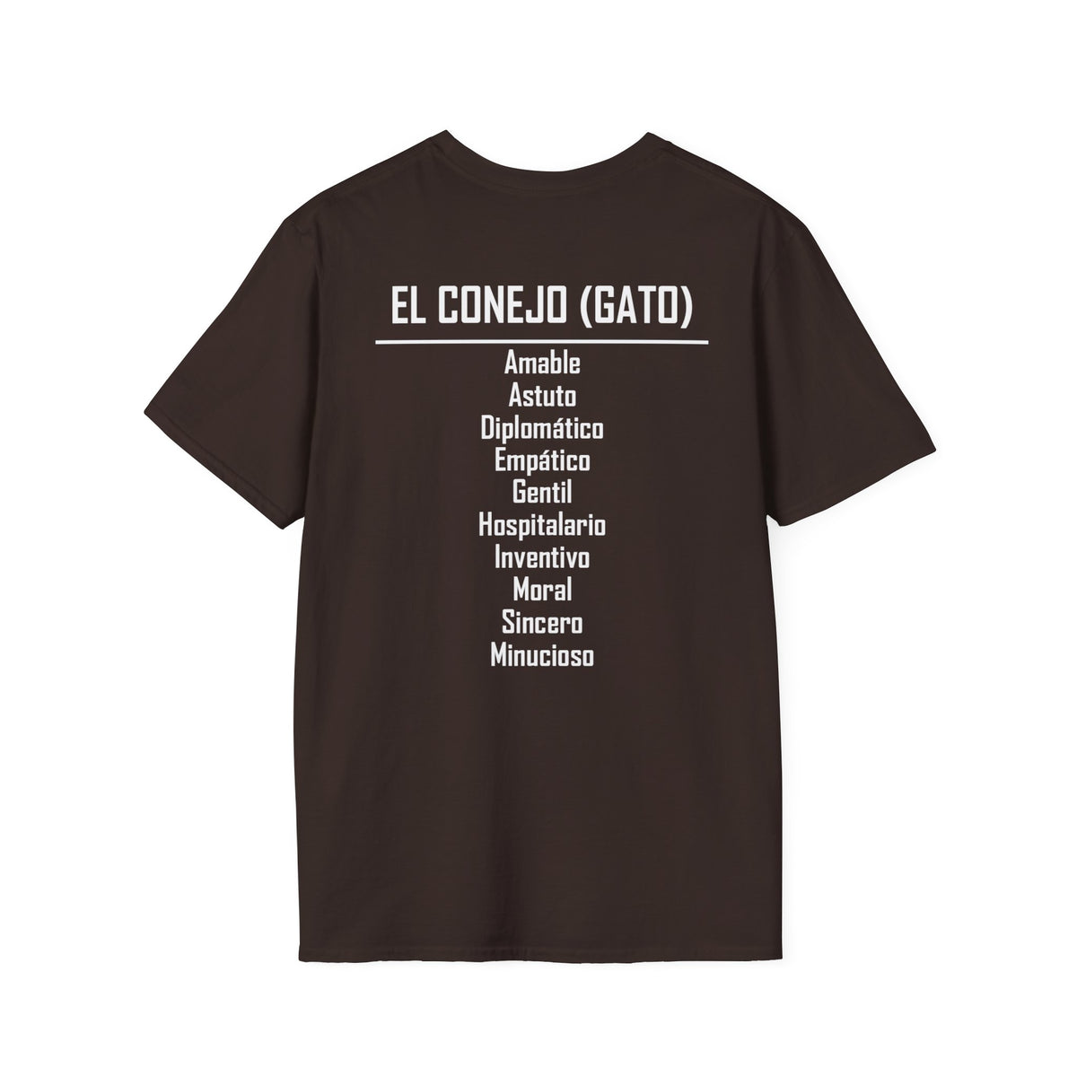 04 Conejo (Gato) — Camiseta Tipográfica — Colores Oscuros — Español