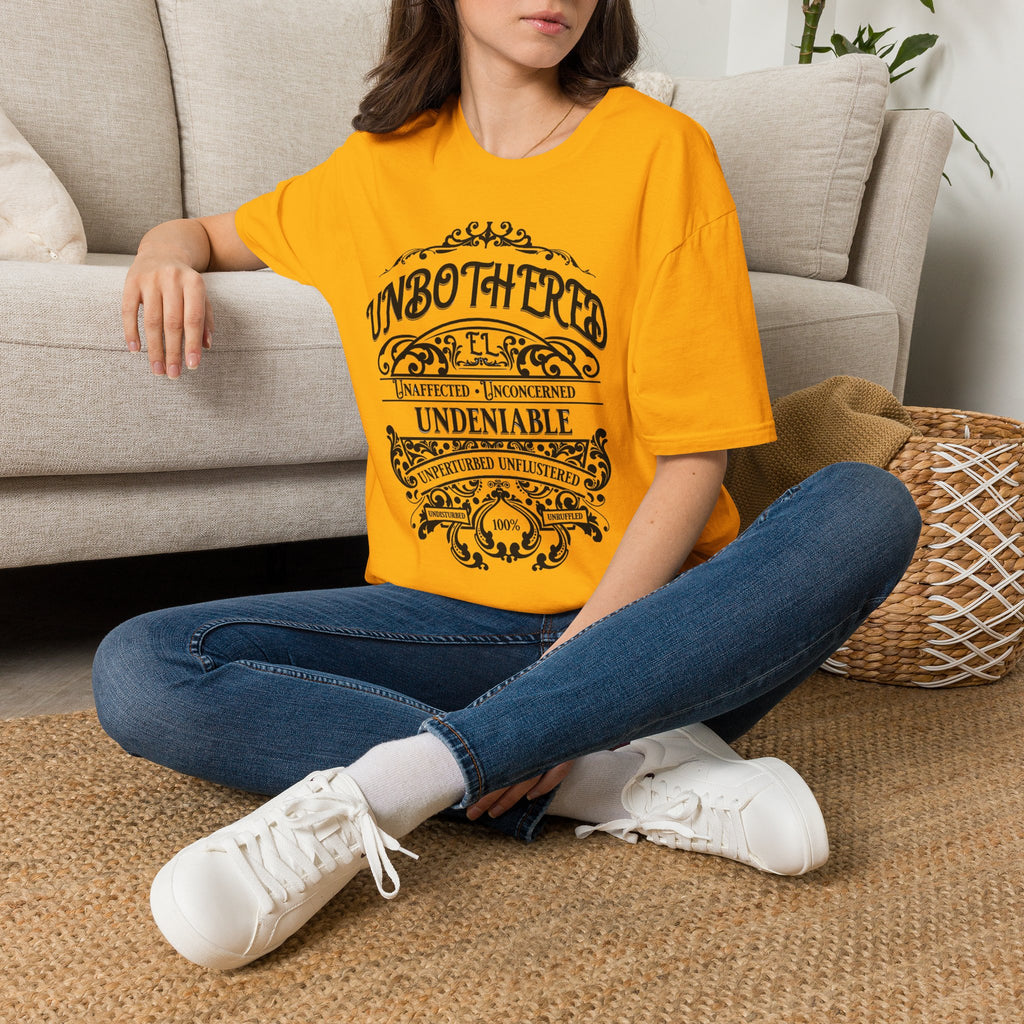 Unbothered & Undeniable Statement Unisex Softstyle Tee – Gold