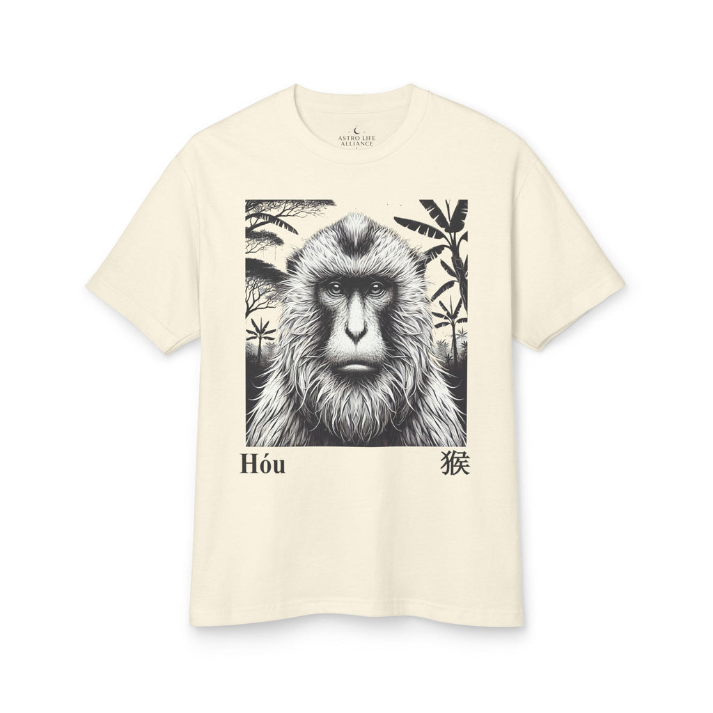 09 Monkey — Illustrated Tee — Faded Cream — English