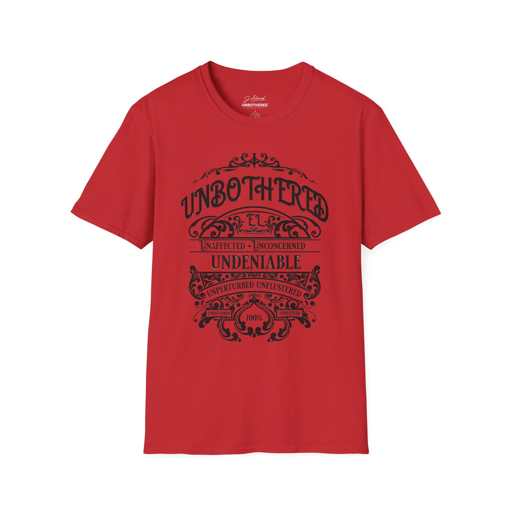 Unbothered & Undeniable Statement Unisex Softstyle Tee – Red