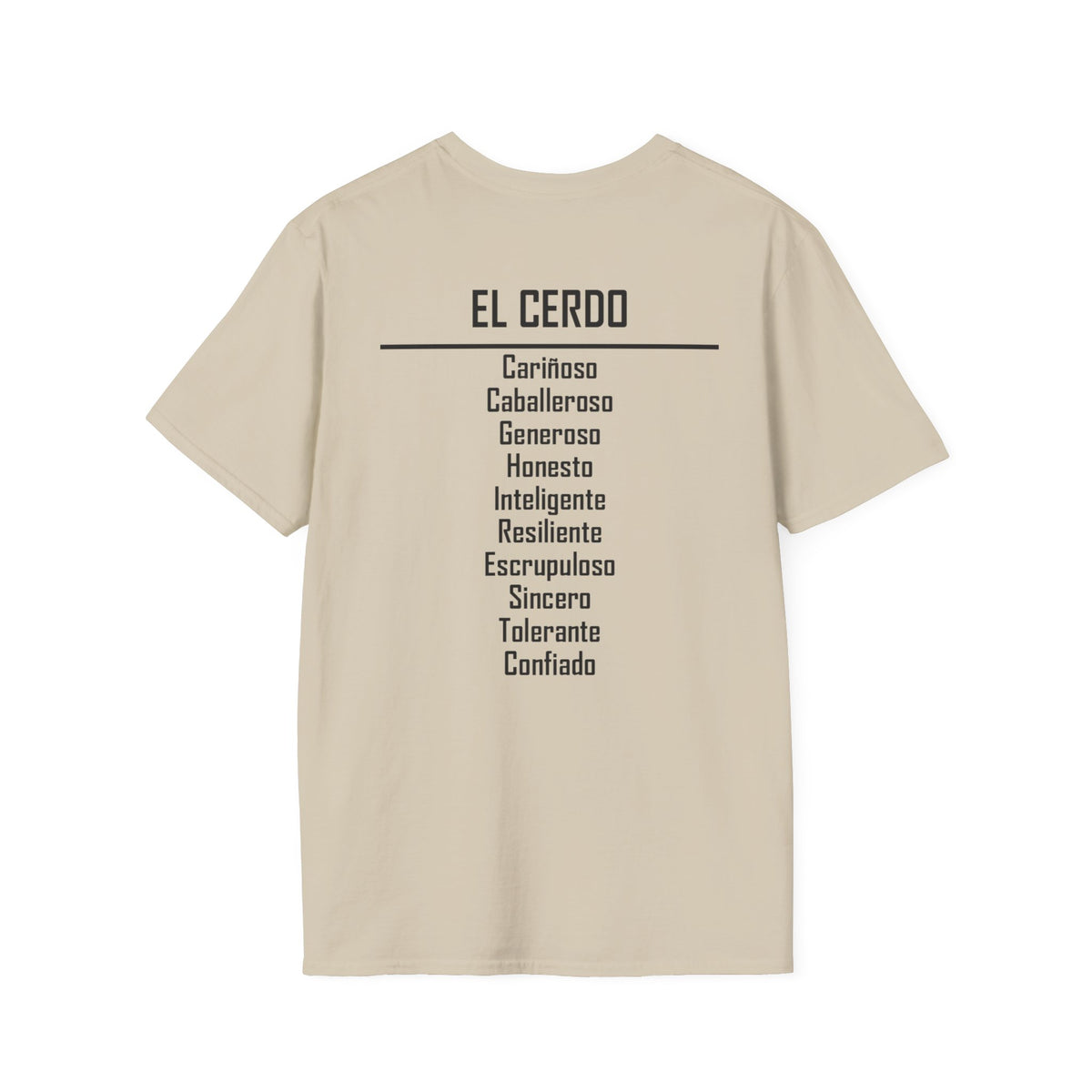 12 Cerdo — Camiseta Tipográfica — Colores Claros — Español