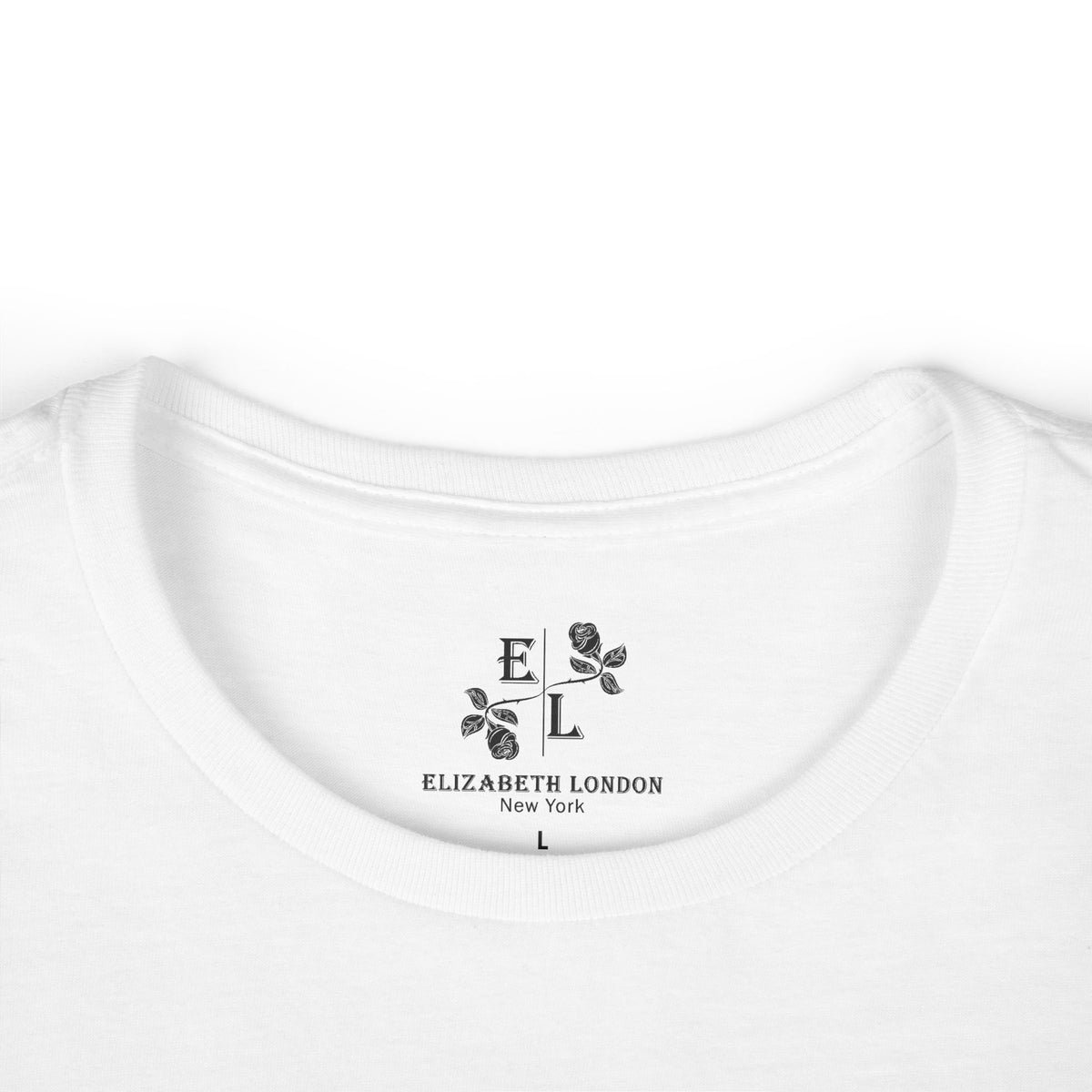Elizabeth London™ Iconic Signature Rose Women’s Tee – Soft Grace