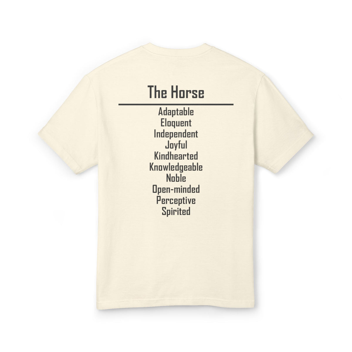 07 Horse — Illustrated Tee — Faded Cream — English