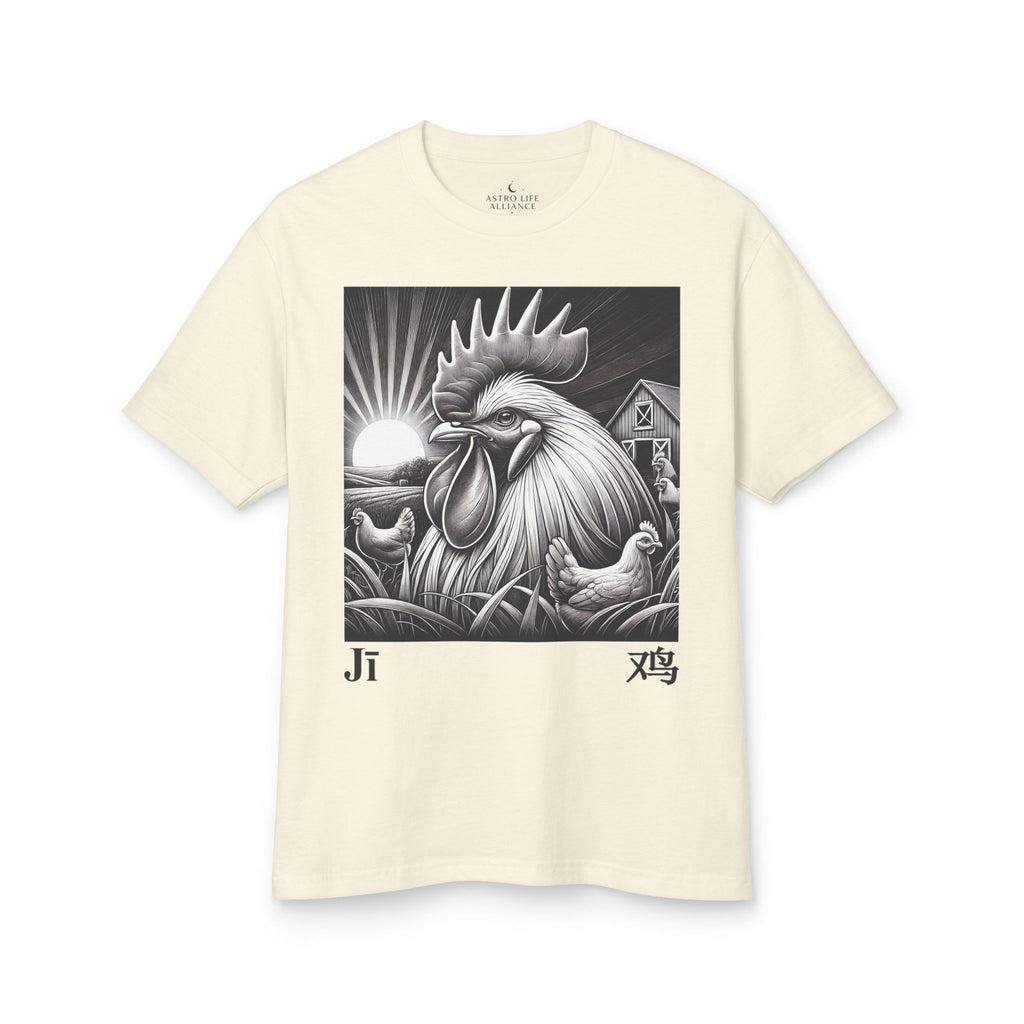 10 Rooster — Illustrated Tee — Faded Cream — English