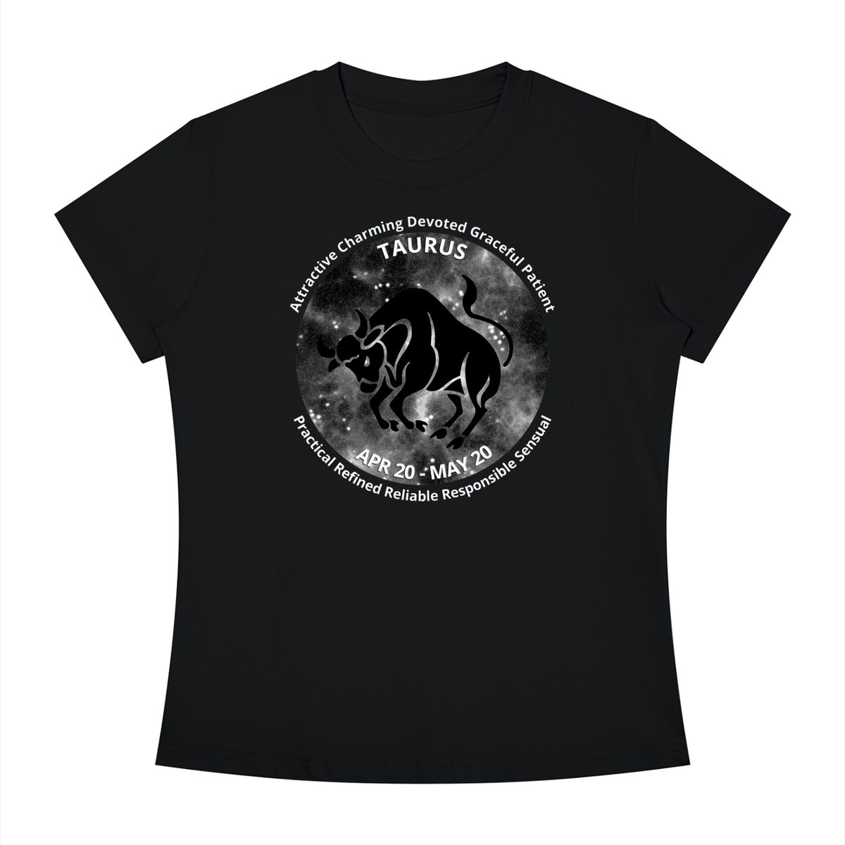 Taurus Monochrome Zodiac Slim-Fit Women’s Tee – Black