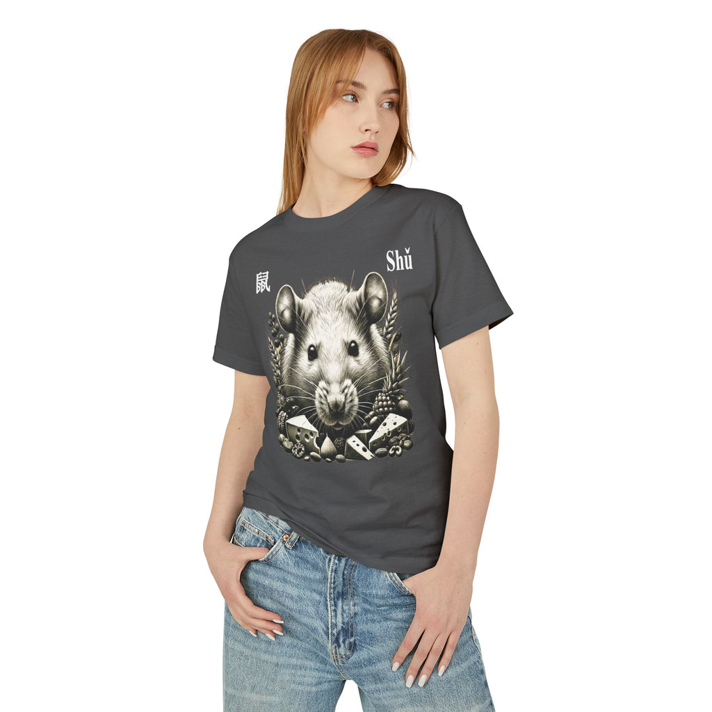 01 Rat — Illustrated Tee — Faded Black — English