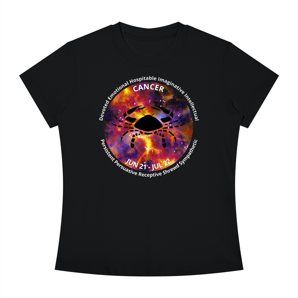 Cancer Full-Color Zodiac Slim-Fit Women’s Tee – Dark Shades