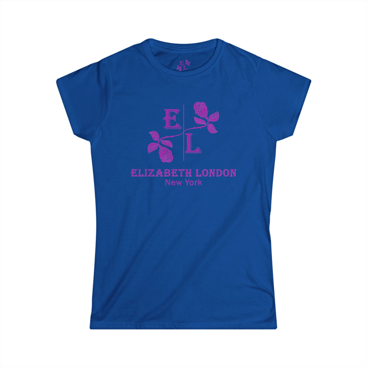 Elizabeth London™ Iconic Signature Rose Women’s Tee – Royal Rose
