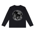 Aries black long-sleeve zodiac tee with black-and-white artwork, front view