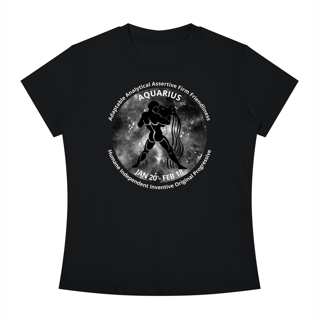 Aquarius Monochrome Zodiac Slim-Fit Women’s Tee – Black