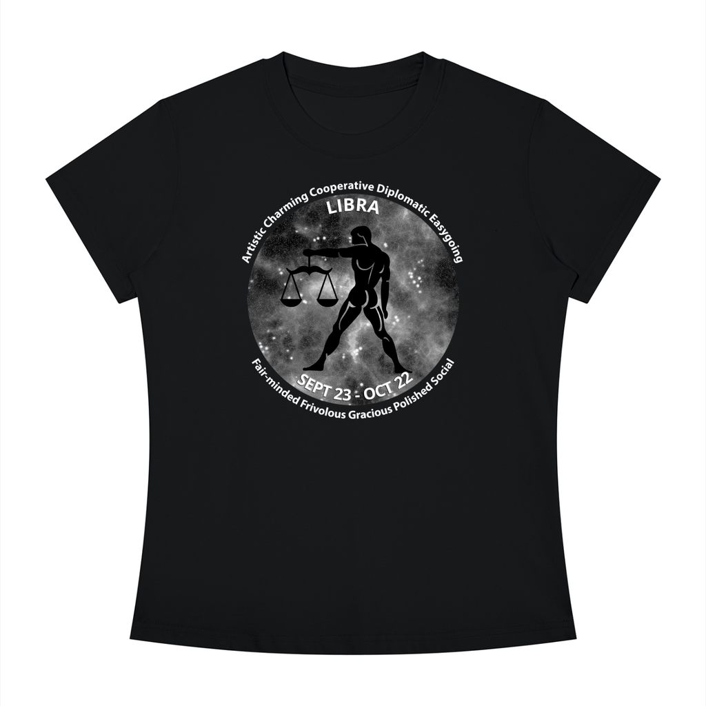 Libra Monochrome Zodiac Slim-Fit Women’s Tee – Black