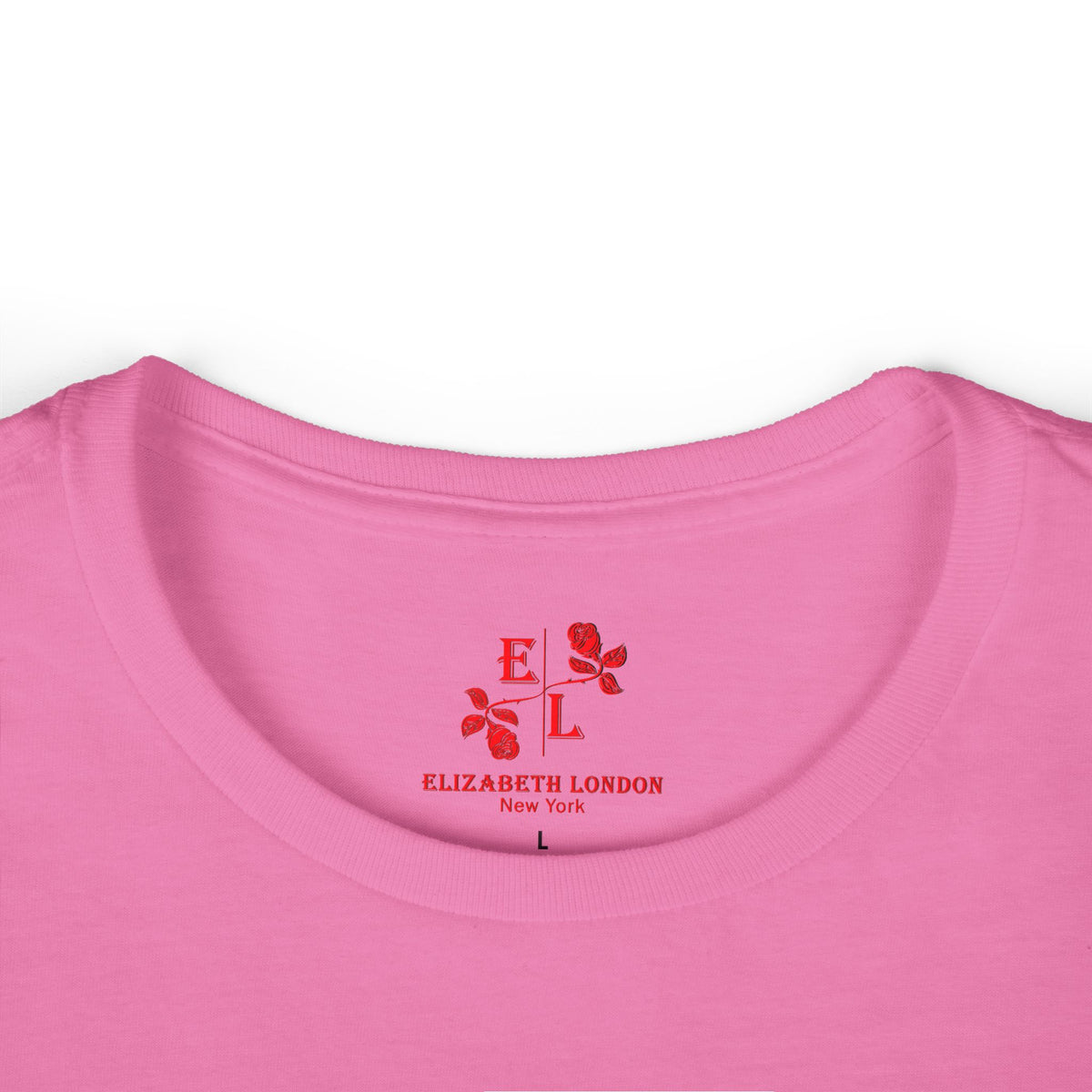 Elizabeth London™ Iconic Signature Rose Women’s Tee – Blush Petal