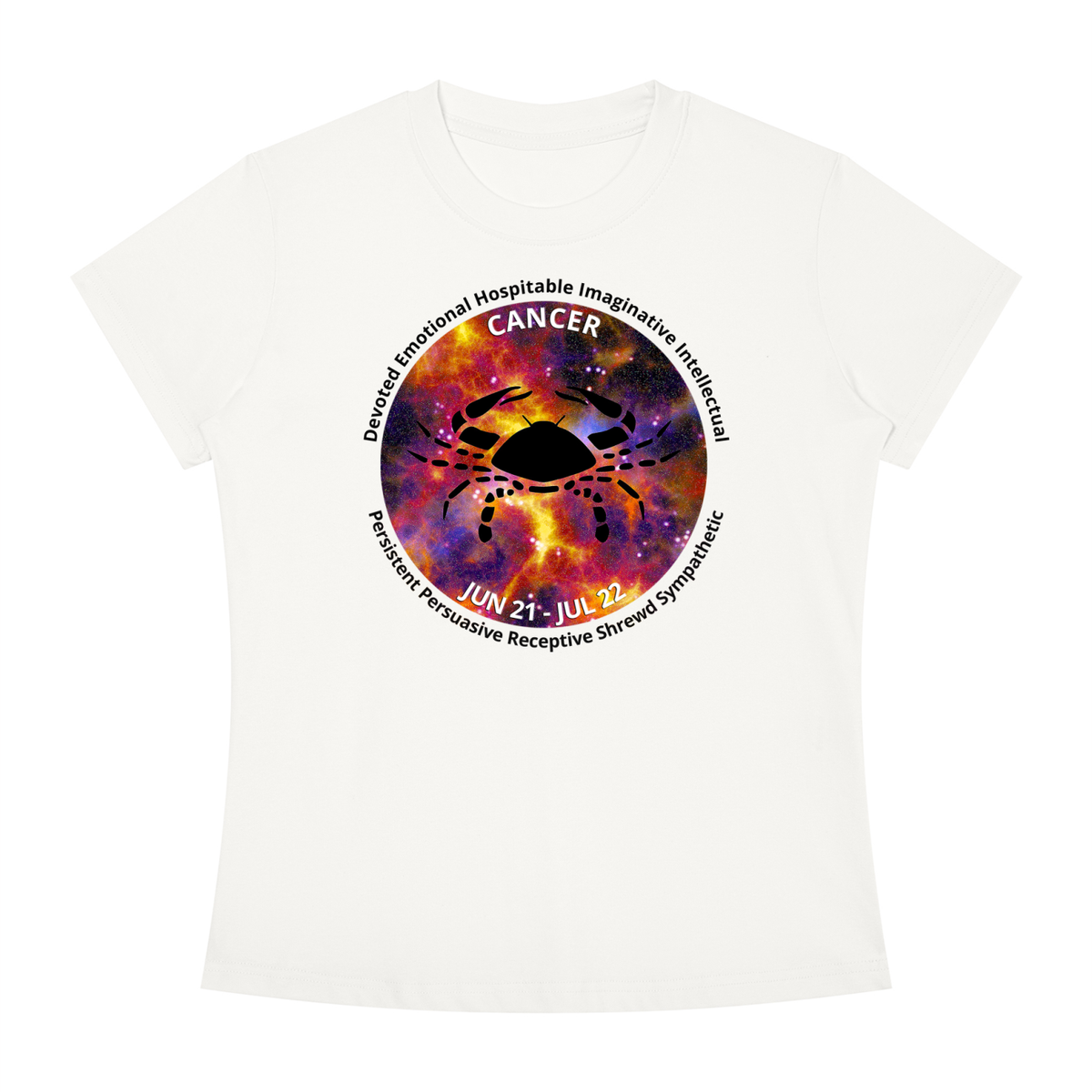 Cancer Full-Color Zodiac Slim-Fit Women’s Tee – Light Shades