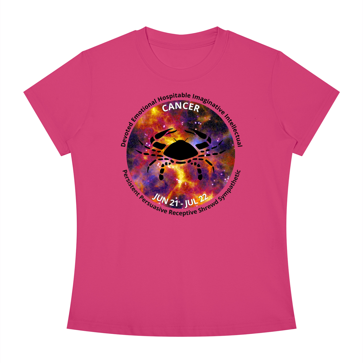 Cancer Full-Color Zodiac Slim-Fit Women’s Tee – Light Shades