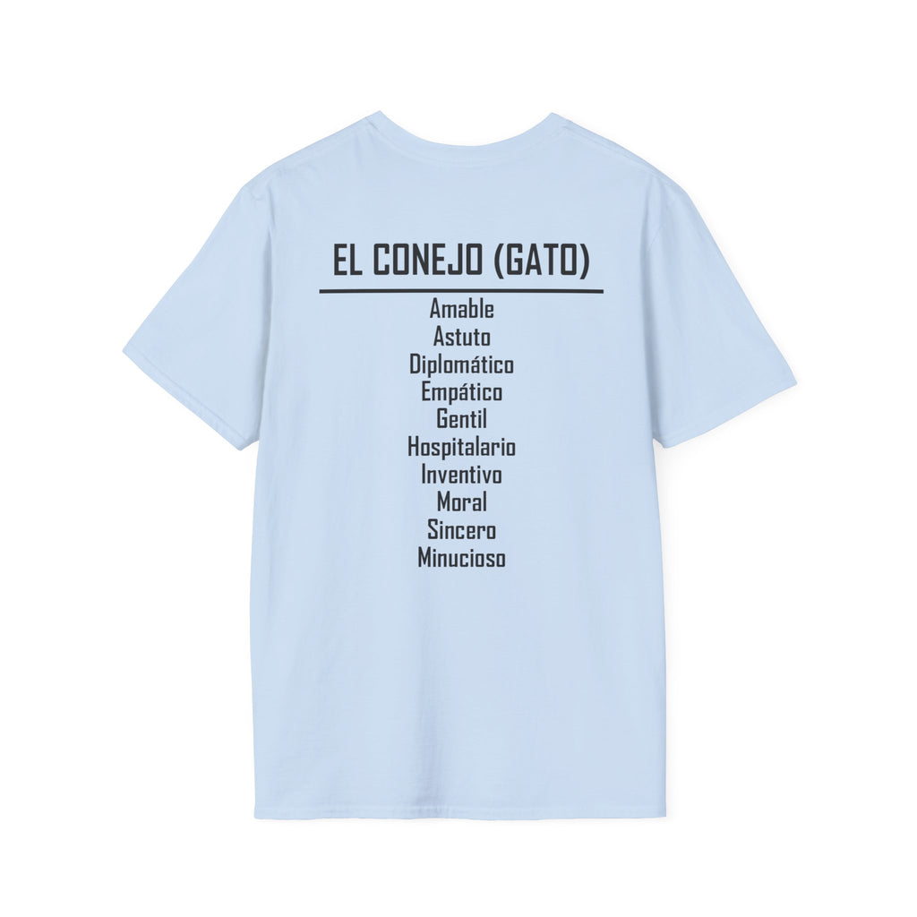 04 Conejo (Gato) — Camiseta Tipográfica — Colores Claros — Español