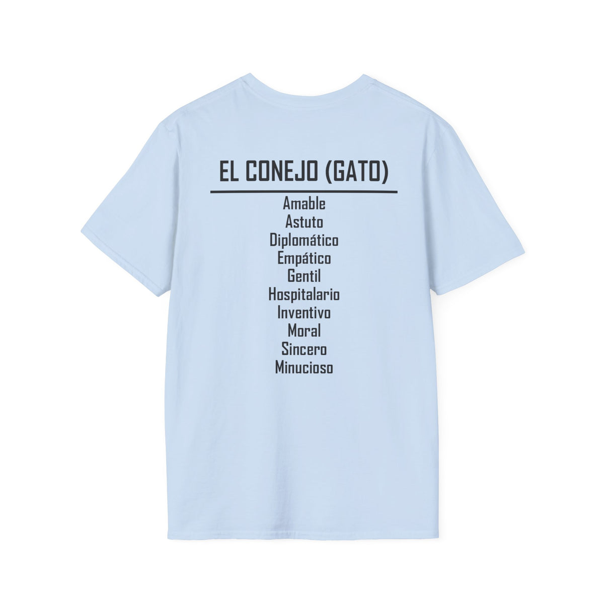 04 Conejo (Gato) — Camiseta Tipográfica — Colores Claros — Español