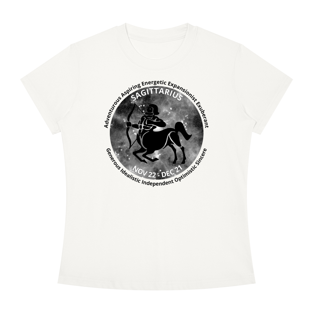 Sagittarius Monochrome Zodiac Slim-Fit Women’s Tee – White