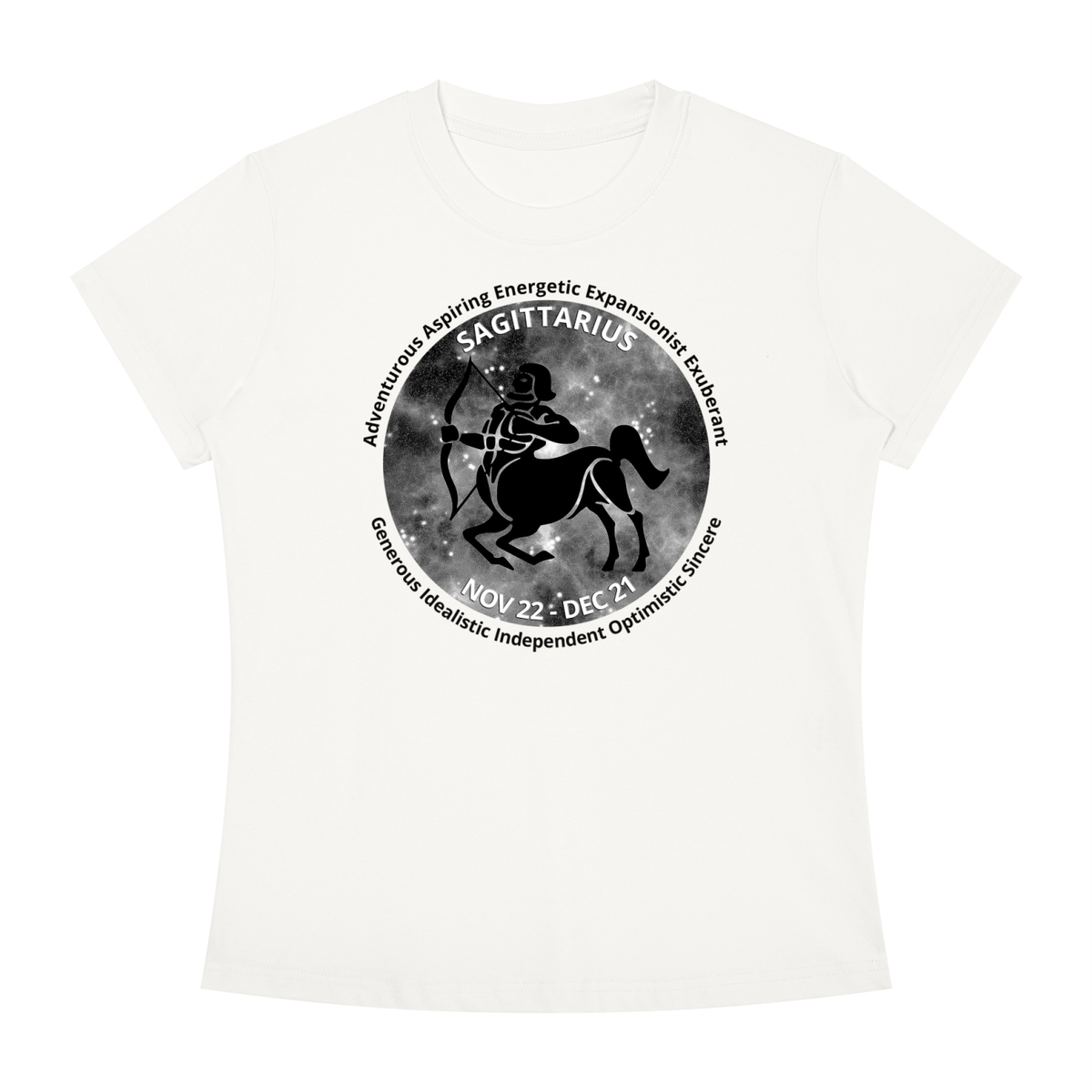 Sagittarius Monochrome Zodiac Slim-Fit Women’s Tee – White
