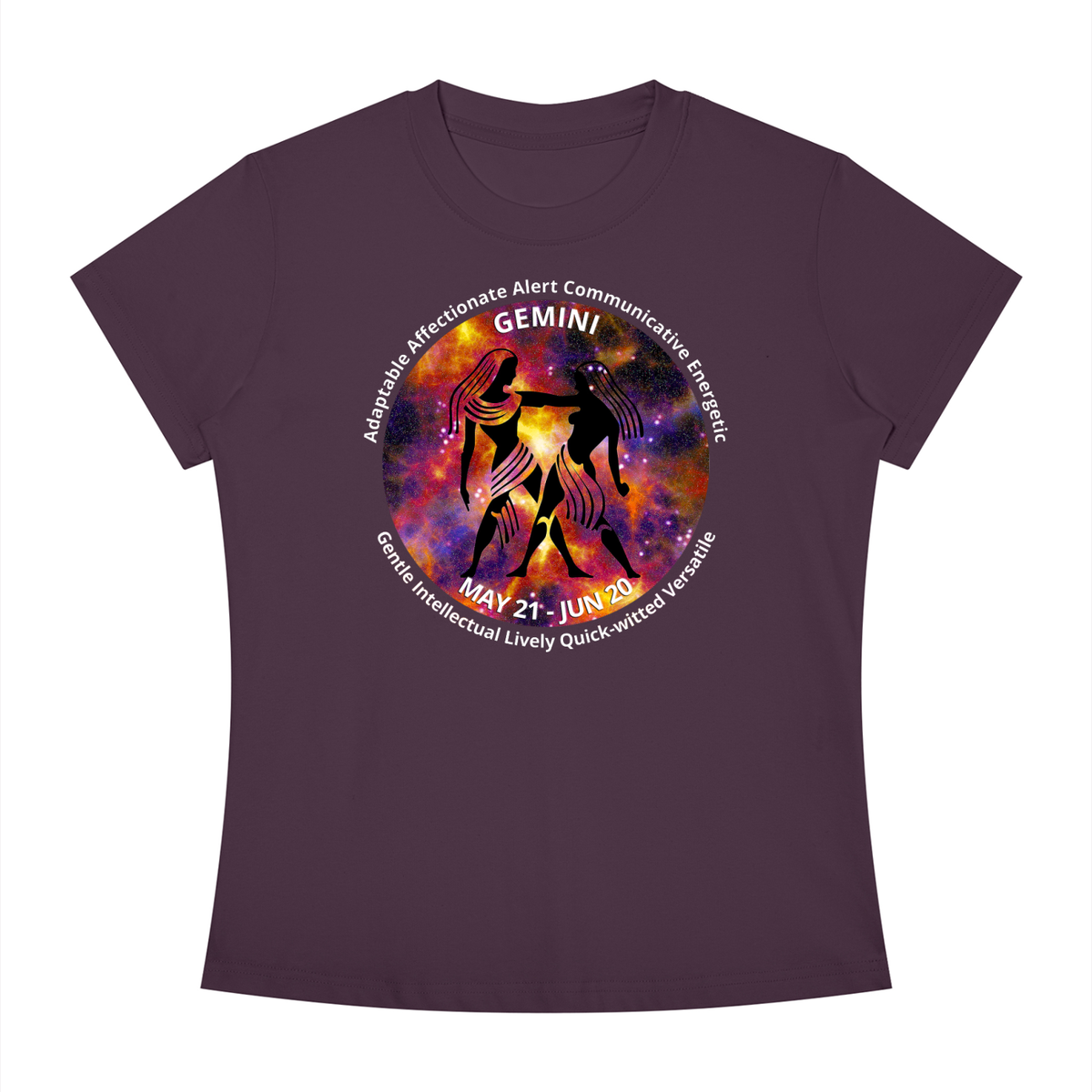 Gemini Full-Color Zodiac Slim-Fit Women’s Tee – Dark Shades