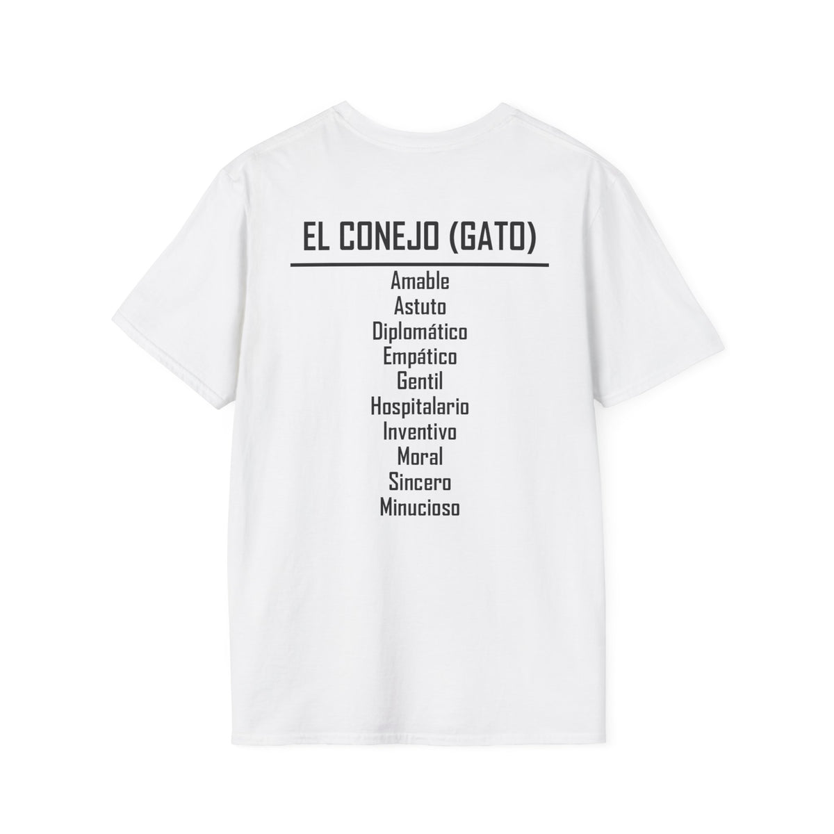 04 Conejo (Gato) — Camiseta Tipográfica — Colores Claros — Español
