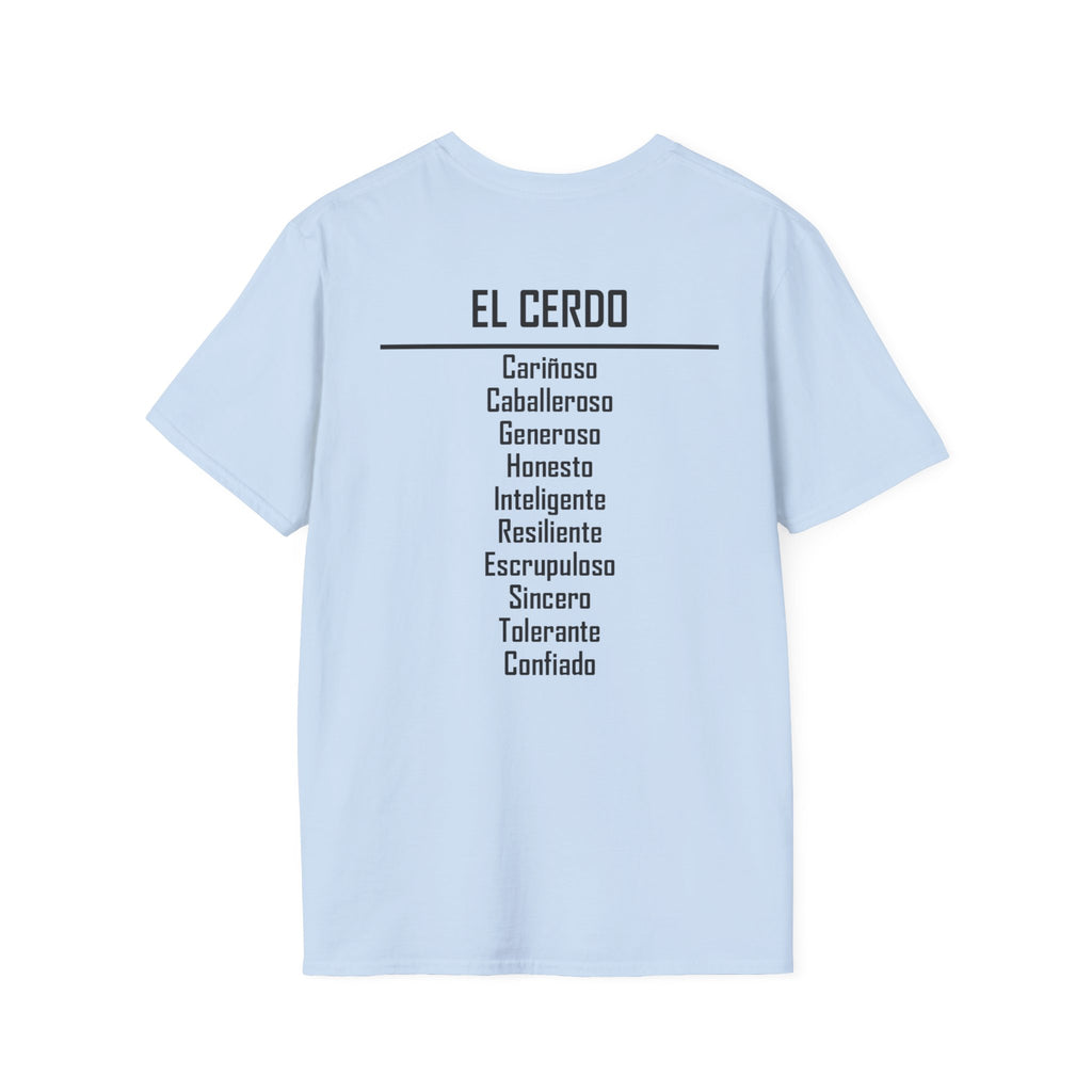 12 Cerdo — Camiseta Tipográfica — Colores Claros — Español