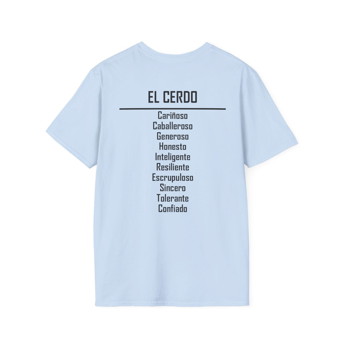 12 Cerdo — Camiseta Tipográfica — Colores Claros — Español