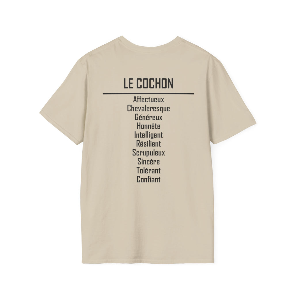 12 Cochon — T-shirt Typographique — Couleurs Claires — Français