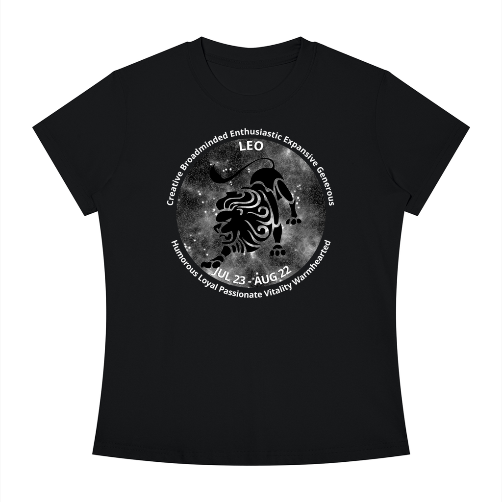 Leo Monochrome Zodiac Slim-Fit Women’s Tee – Black