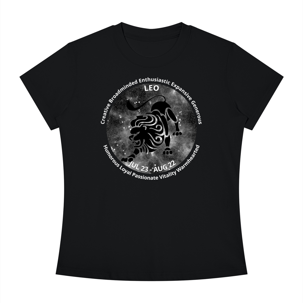 Leo Monochrome Zodiac Slim-Fit Women’s Tee – Black