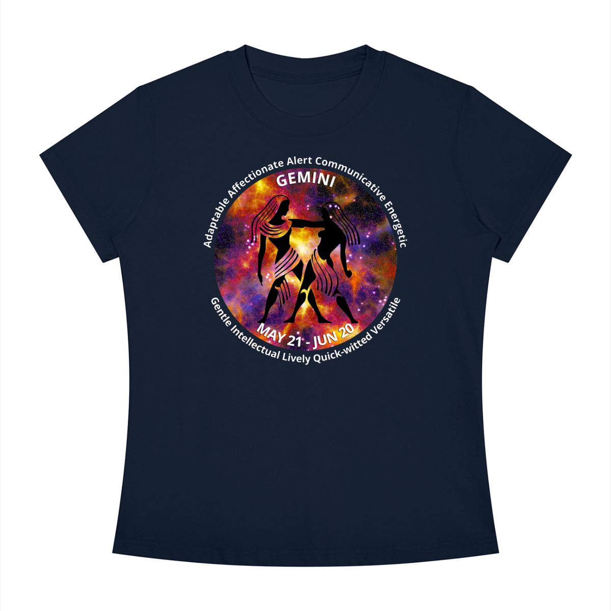 Gemini Full-Color Zodiac Slim-Fit Women’s Tee – Dark Shades