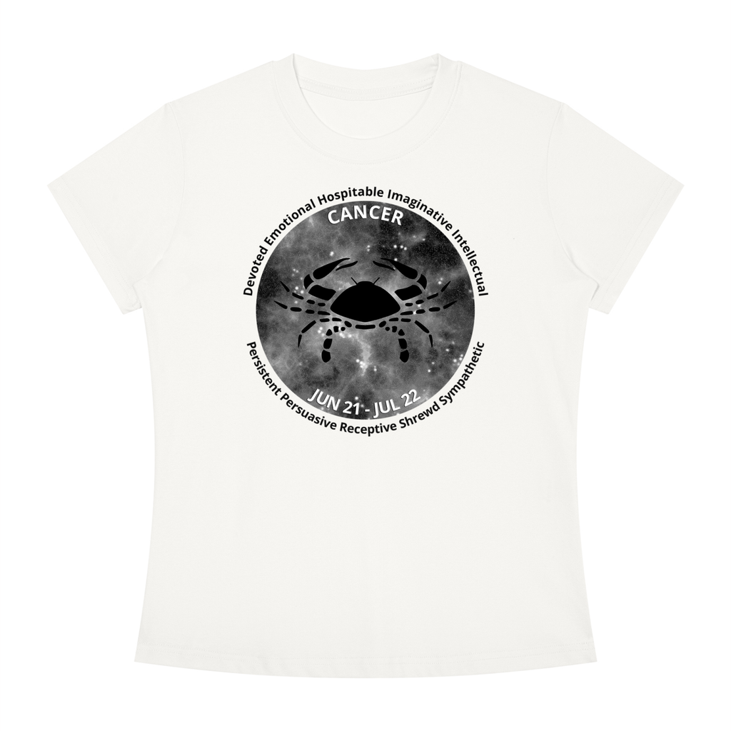 Cancer Monochrome Zodiac Slim-Fit Women’s Tee – White