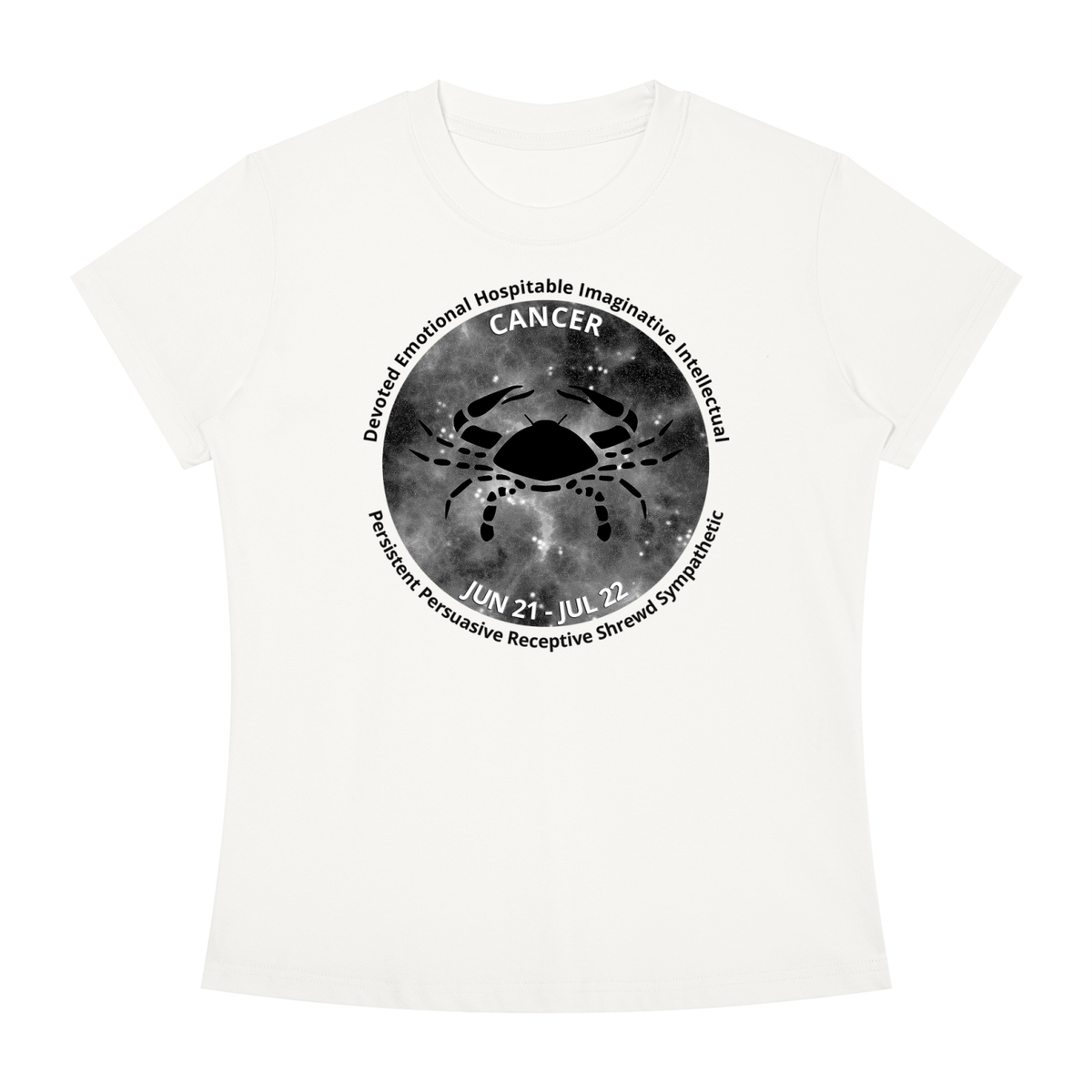 Cancer Monochrome Zodiac Slim-Fit Women’s Tee – White